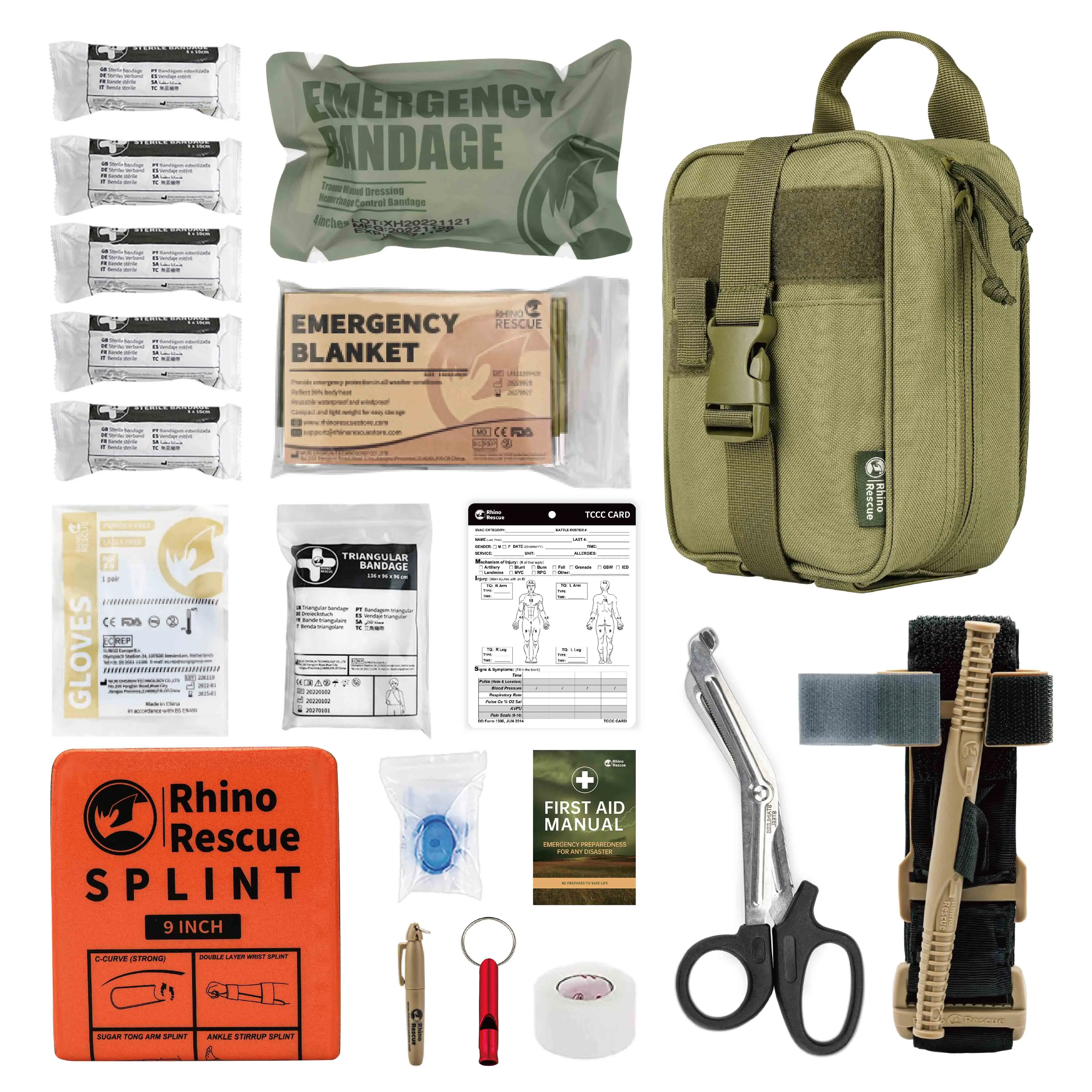 Rhino Survival Kit - Pierwsza Pomoc na Camping z 20 Elementami EMT 🏕️